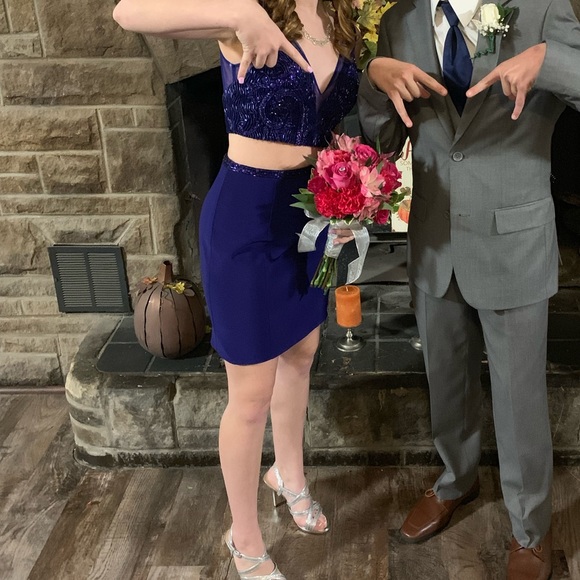 rachel allan two-piece purple homecoming formal dress - Picture 7 of 11